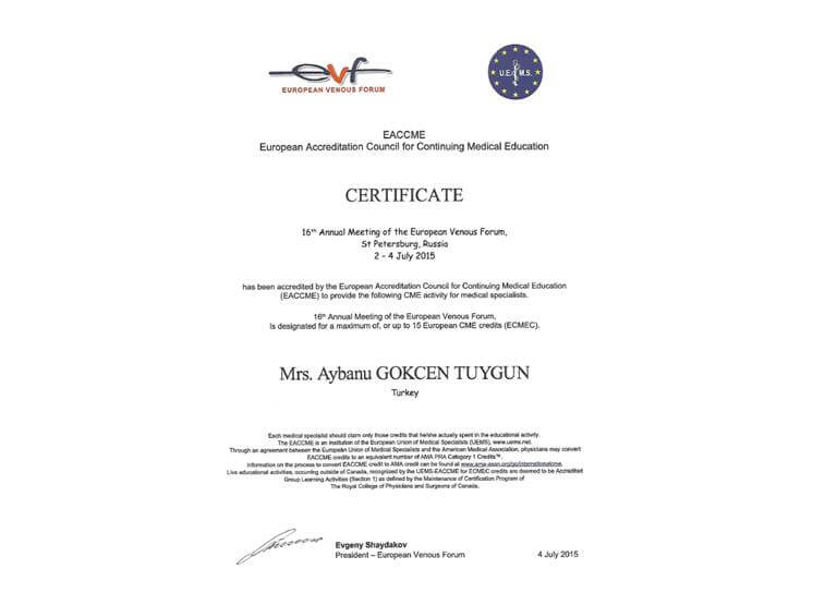 Certificate EVF 2015